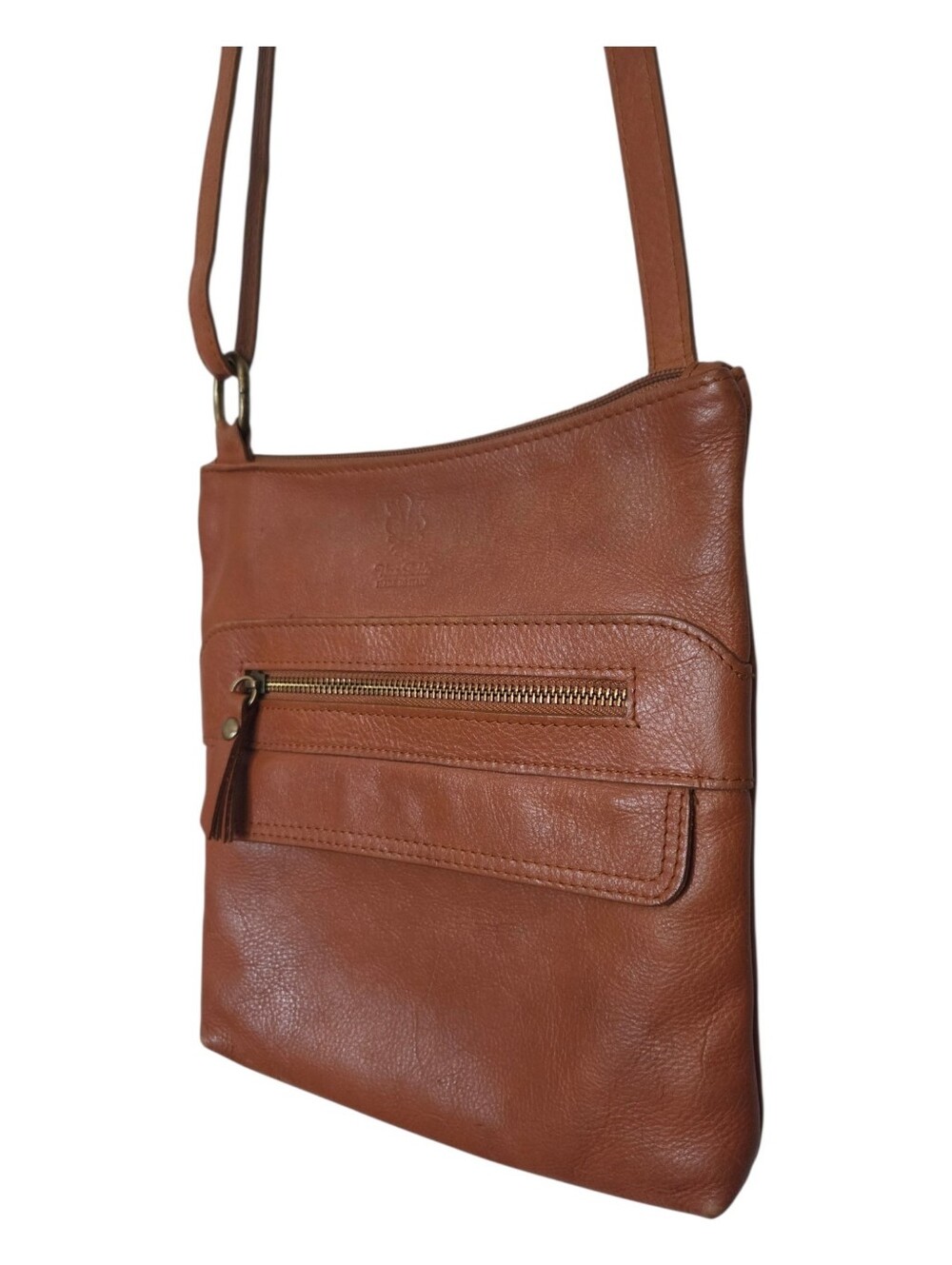brown leather crossbody bag made in italy small messenger shoulder purse